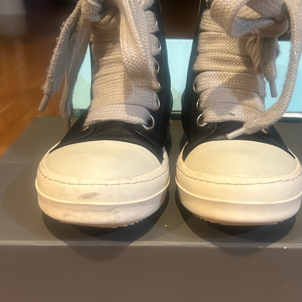 Rick Owens Black and White High-Top Sneakers